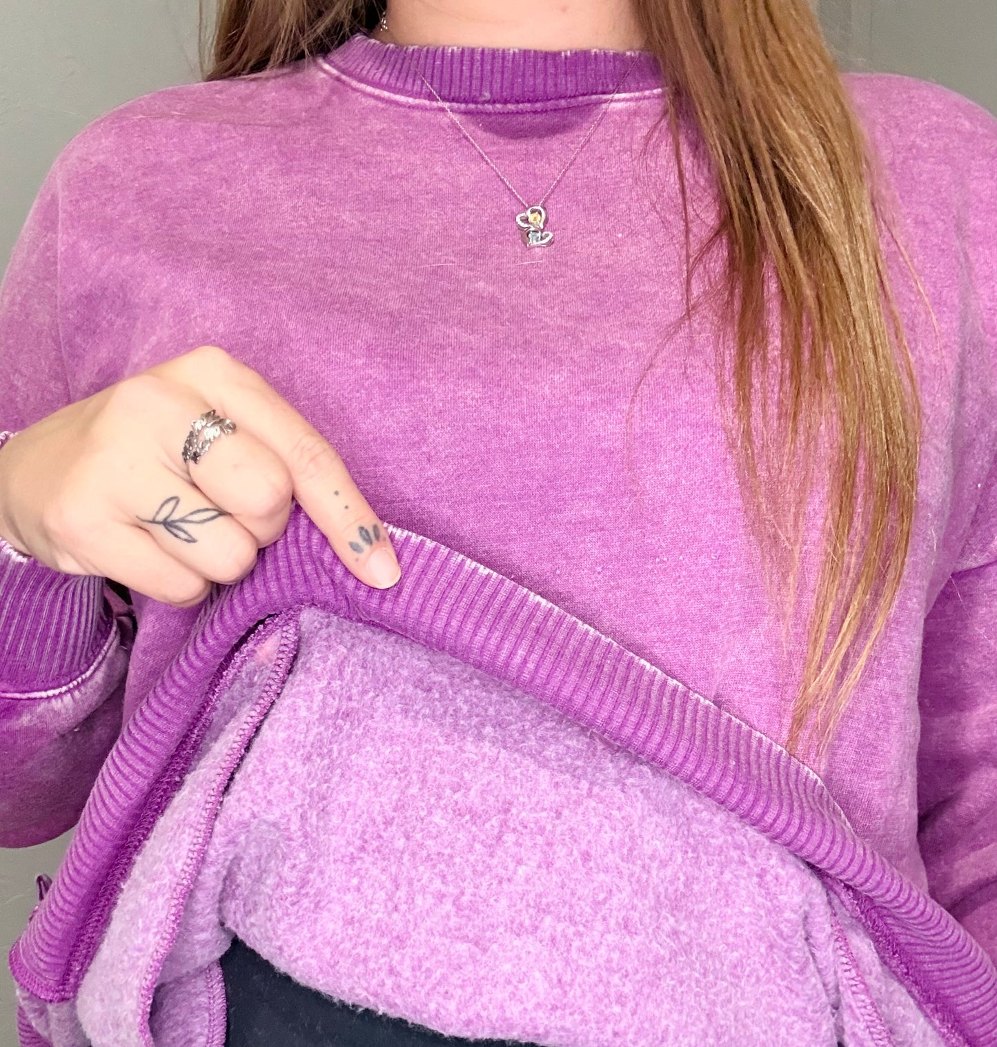 Acid Wash Fleece Hi-Low Pullover