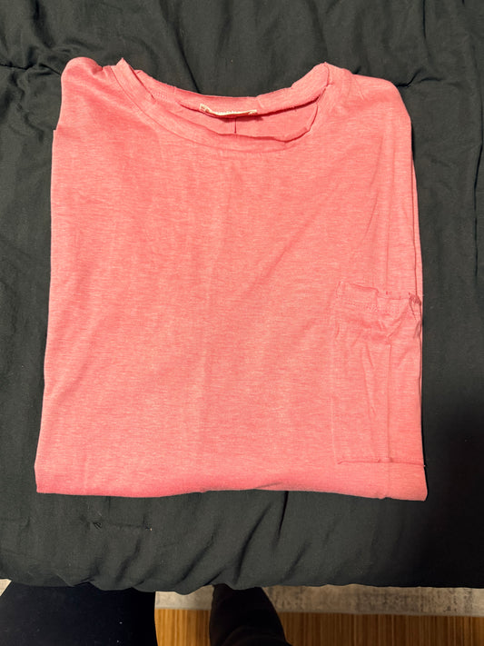 Plus Oversized Front Pocket Boyfriend Tee-Desert Rose