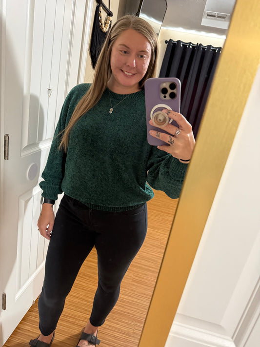 Dark Green Cropped Sweater