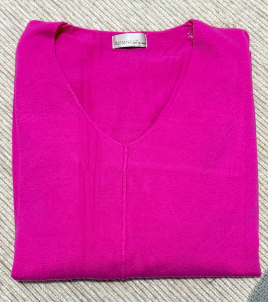 Plus Front Seam Sweater-Hot Pink